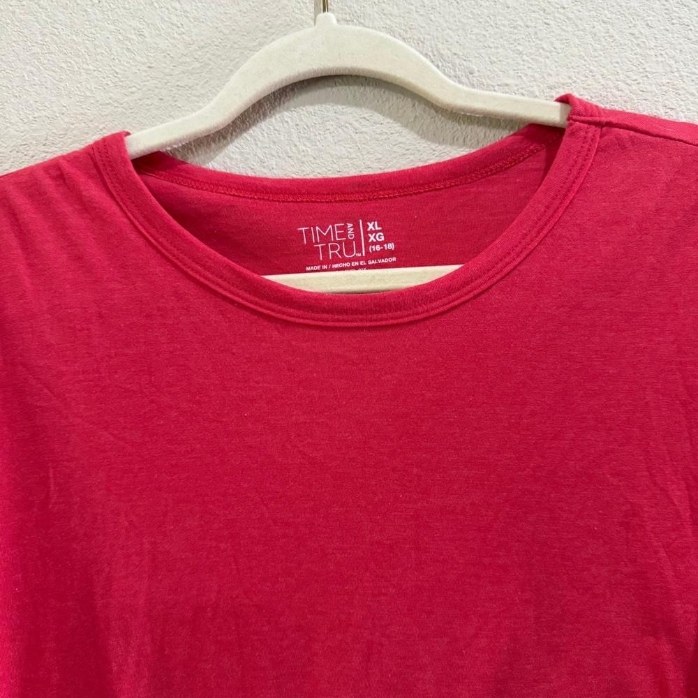 Time and Tru Womens XL Long‎ Sleeve Crew Neck T Shirt Apple Juice HTR Top